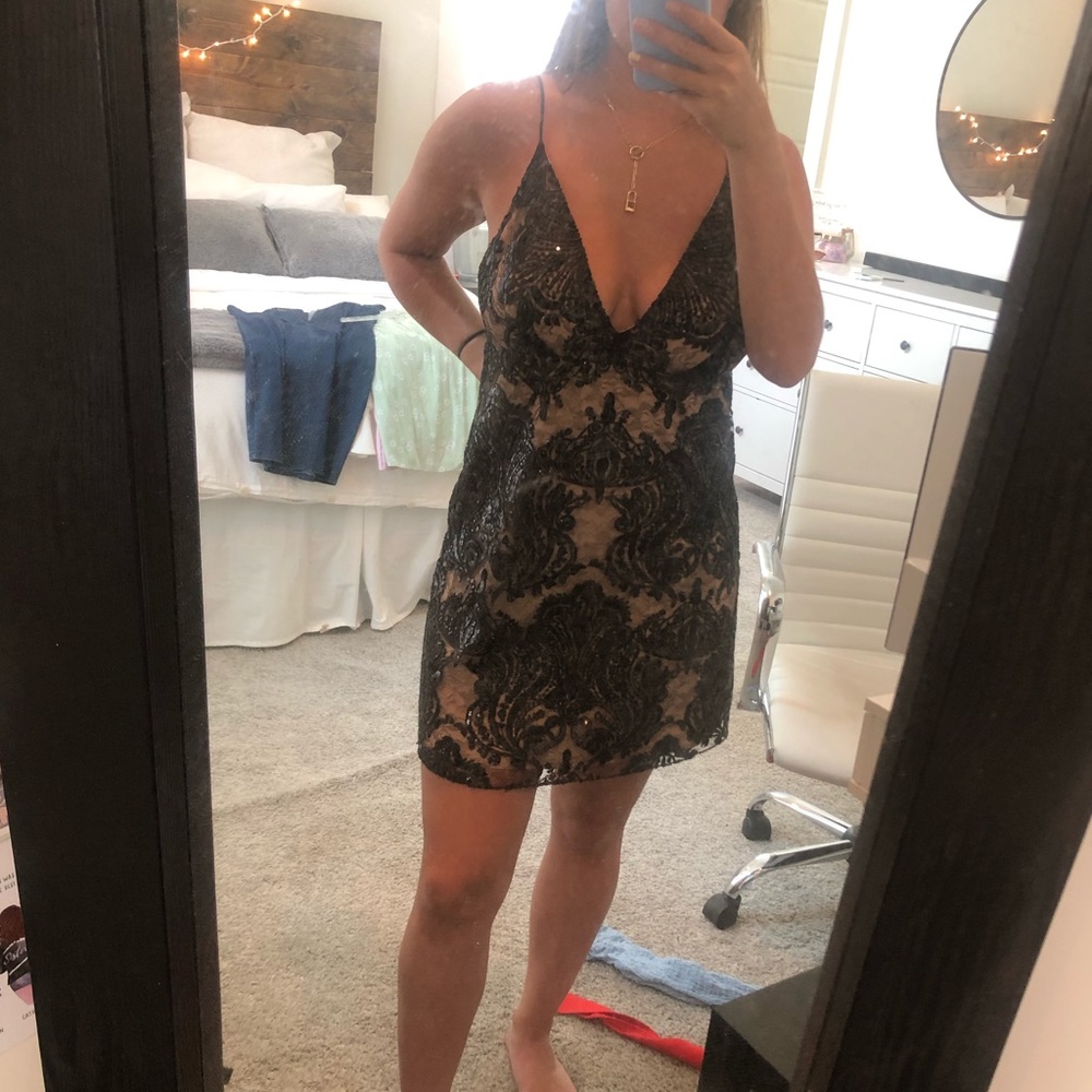 Free People Black & tan cocktail dress